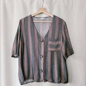 Stripe Button Up Top